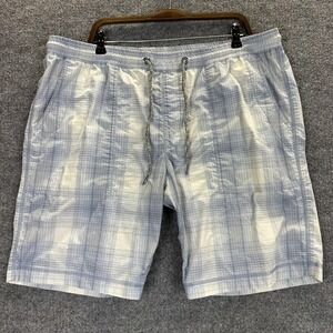 Tommy Bahama Shorts Mens 2XL Blue Plaid Pima Cotton Elastic Waist Beach